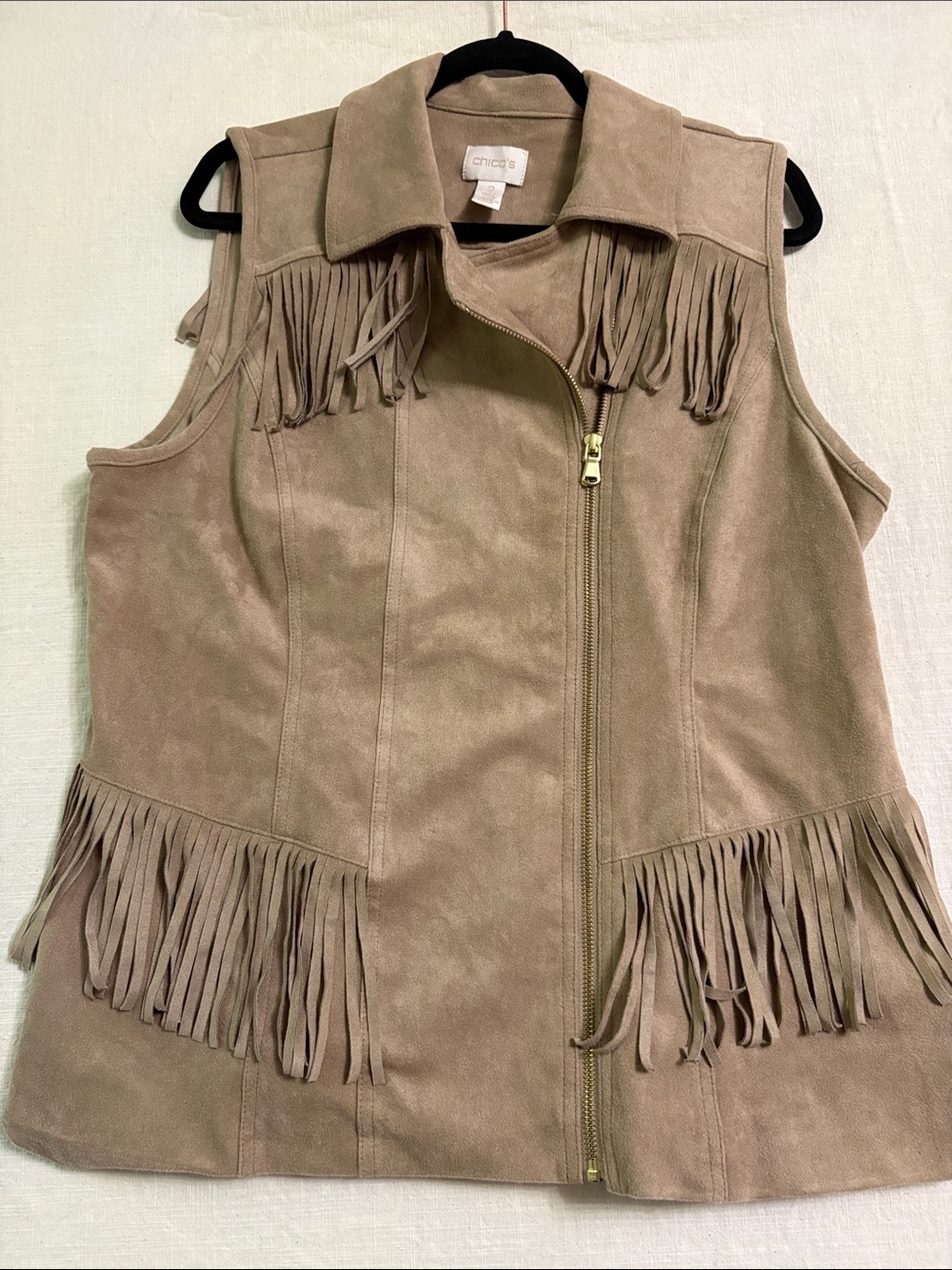 Chicos faux suede fringe vest Chicos size 2. Large